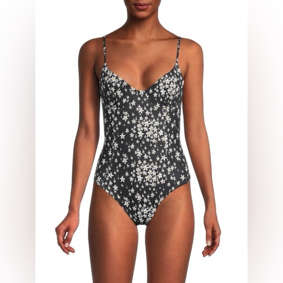 NWT Onia Chelsea Floral Liberty Starry Night One-Piece Swimsuit Black White S - Picture 1 of 11
